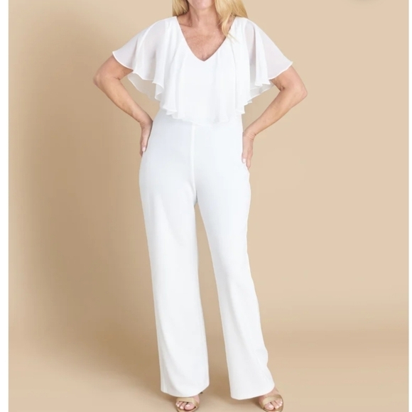 Sunny 2.0 Sparkly Capelet Ivory Jumpsuit - Picture 2 of 8